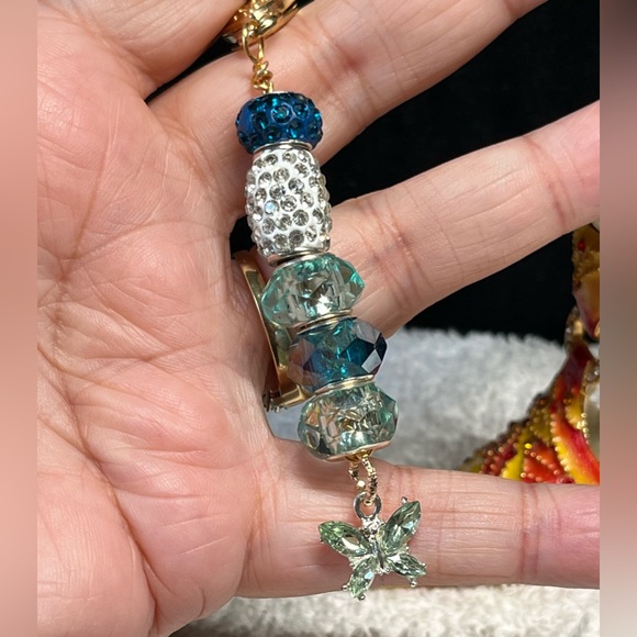 🦋Pandora like charms with green crystals and butterfly accent purse bling - Picture 3 of 11